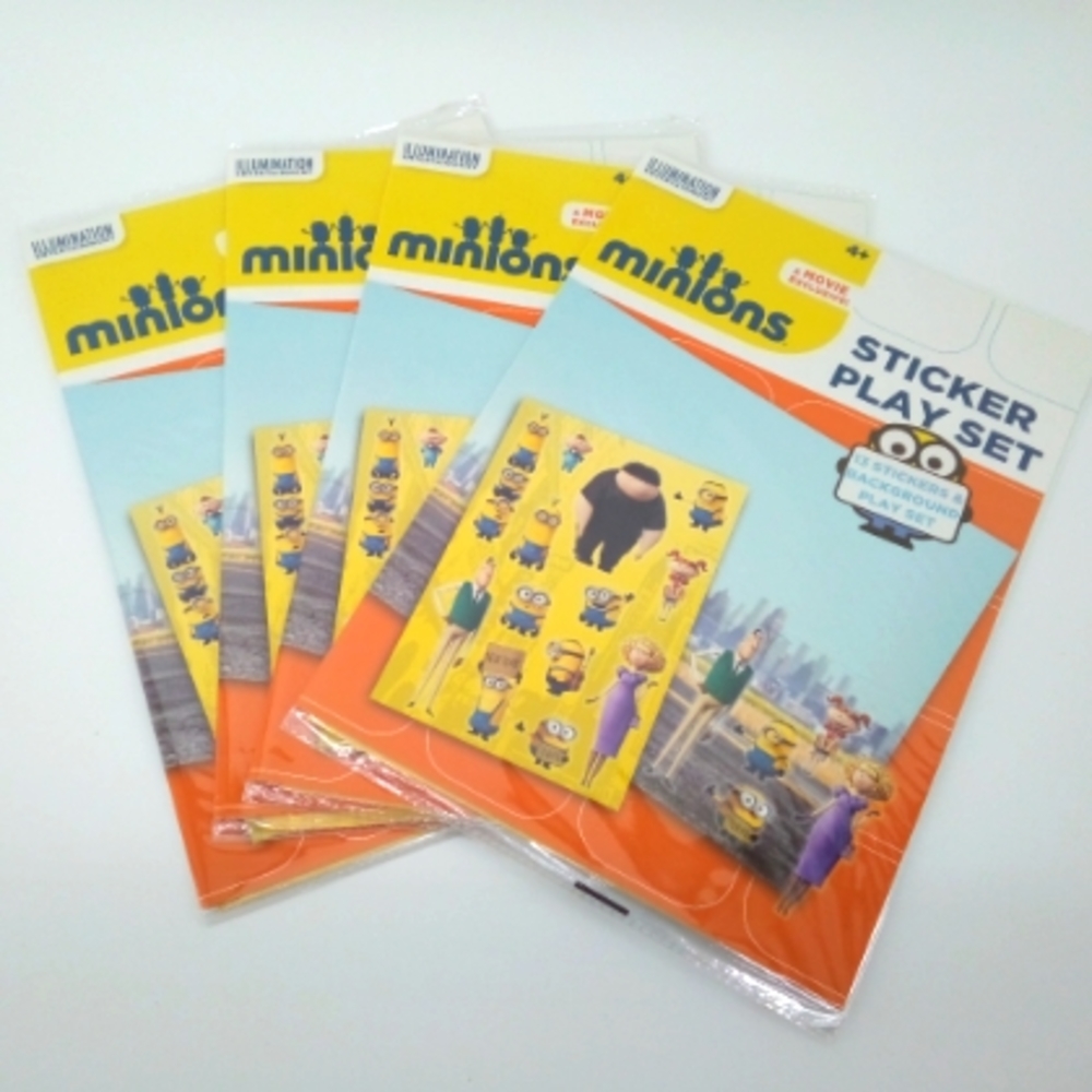 ⭐3/$30 NWT Minion Movie Set of 4 Sticker Play Set illumination entertainment